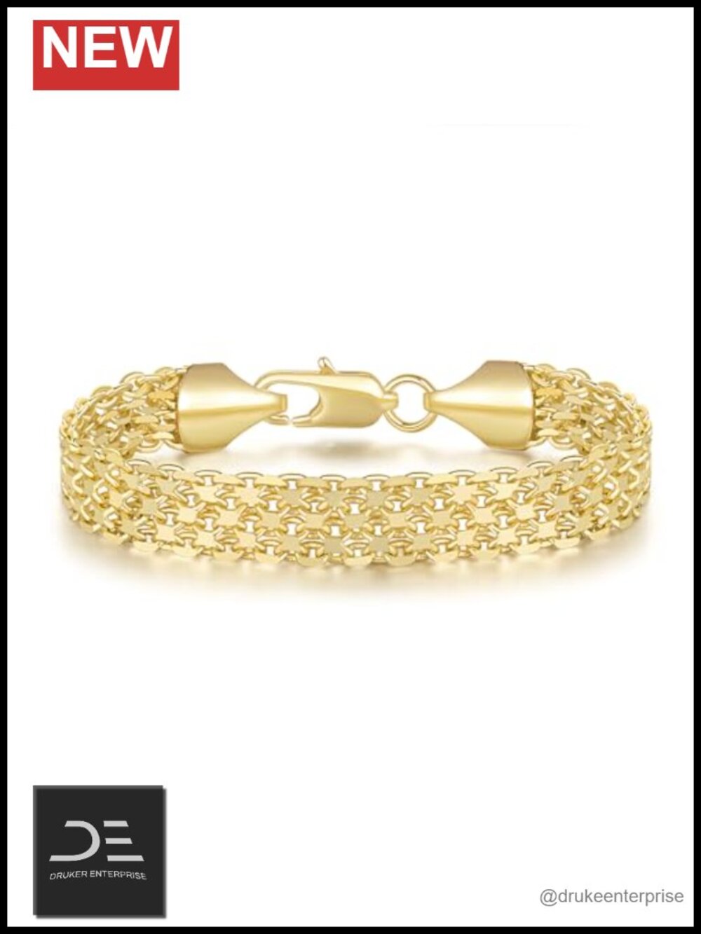 14K Gold Plated Mesh Chain Bracelet for Women Dainty Link